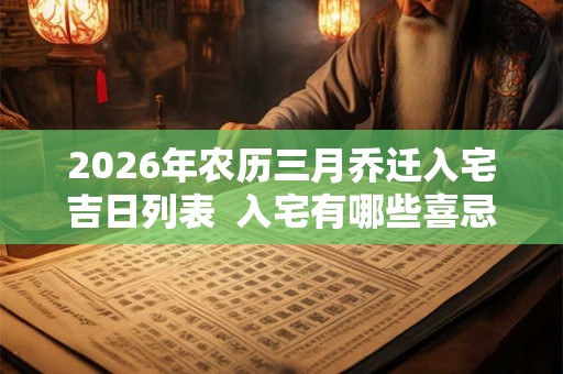2026年农历三月乔迁入宅吉日列表  入宅有哪些喜忌