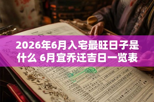 2026年6月入宅最旺日子是什么 6月宜乔迁吉日一览表