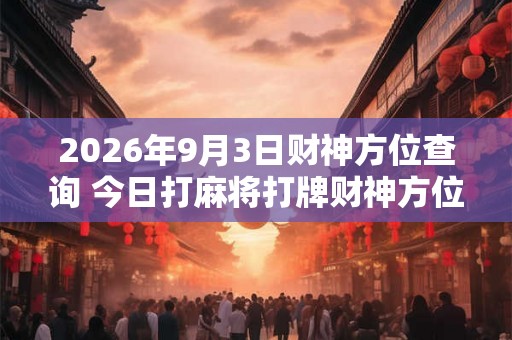 2026年9月3日财神方位查询 今日打麻将打牌财神方位