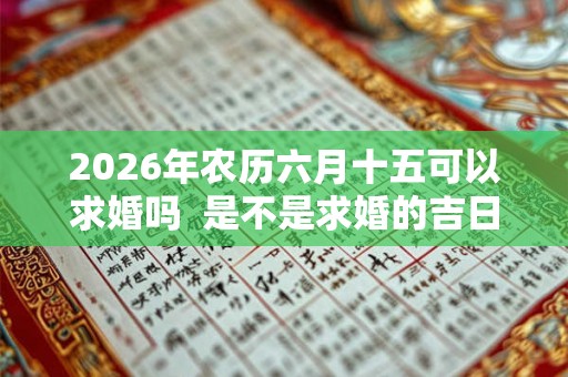 2026年农历六月十五可以求婚吗 是不是求婚的吉日 2026年农历六月十五可以求婚吗 是不是求婚的吉日