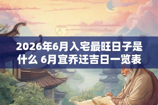 2026年6月入宅最旺日子是什么 6月宜乔迁吉日一览表