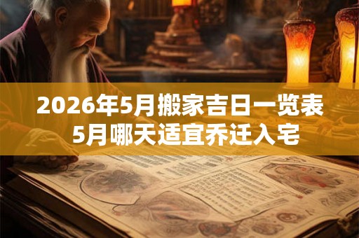 2026年5月搬家吉日一览表 5月哪天适宜乔迁入宅 2026年5月搬家吉日一览表 5月哪天适宜乔迁入宅
