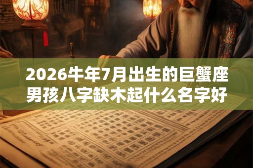 2026牛年7月出生的巨蟹座男孩八字缺木起什么名字好 2026牛年7月出生的巨蟹座男孩八字缺木起什么名字好