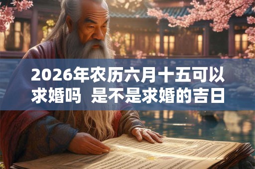 2026年农历六月十五可以求婚吗 是不是求婚的吉日 2026年农历六月十五可以求婚吗 是不是求婚的吉日