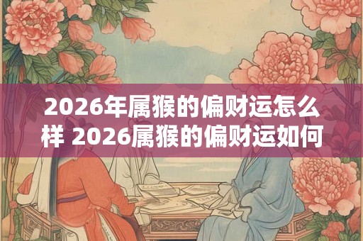 2026年属猴的偏财运怎么样 2026属猴的偏财运如何