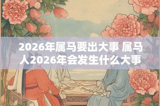 2026年属马要出大事 属马人2026年会发生什么大事