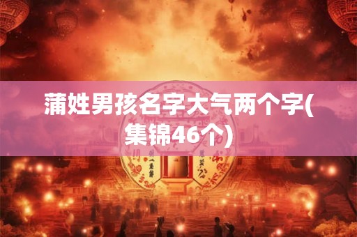 蒲姓男孩名字大气两个字(集锦46个)