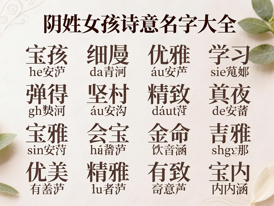 阴姓女孩诗意名字大全，文雅优美有内涵