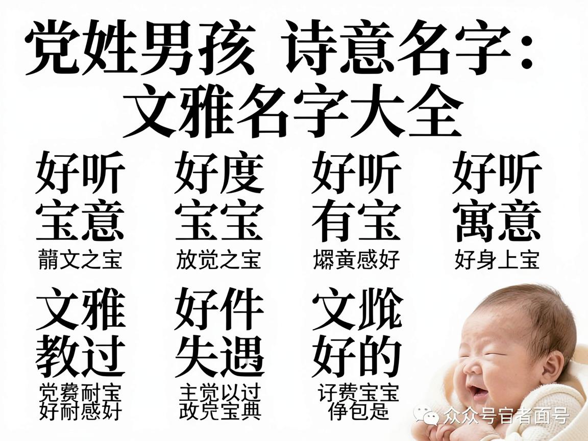 党姓男孩诗意名字大全，文雅好听有寓意