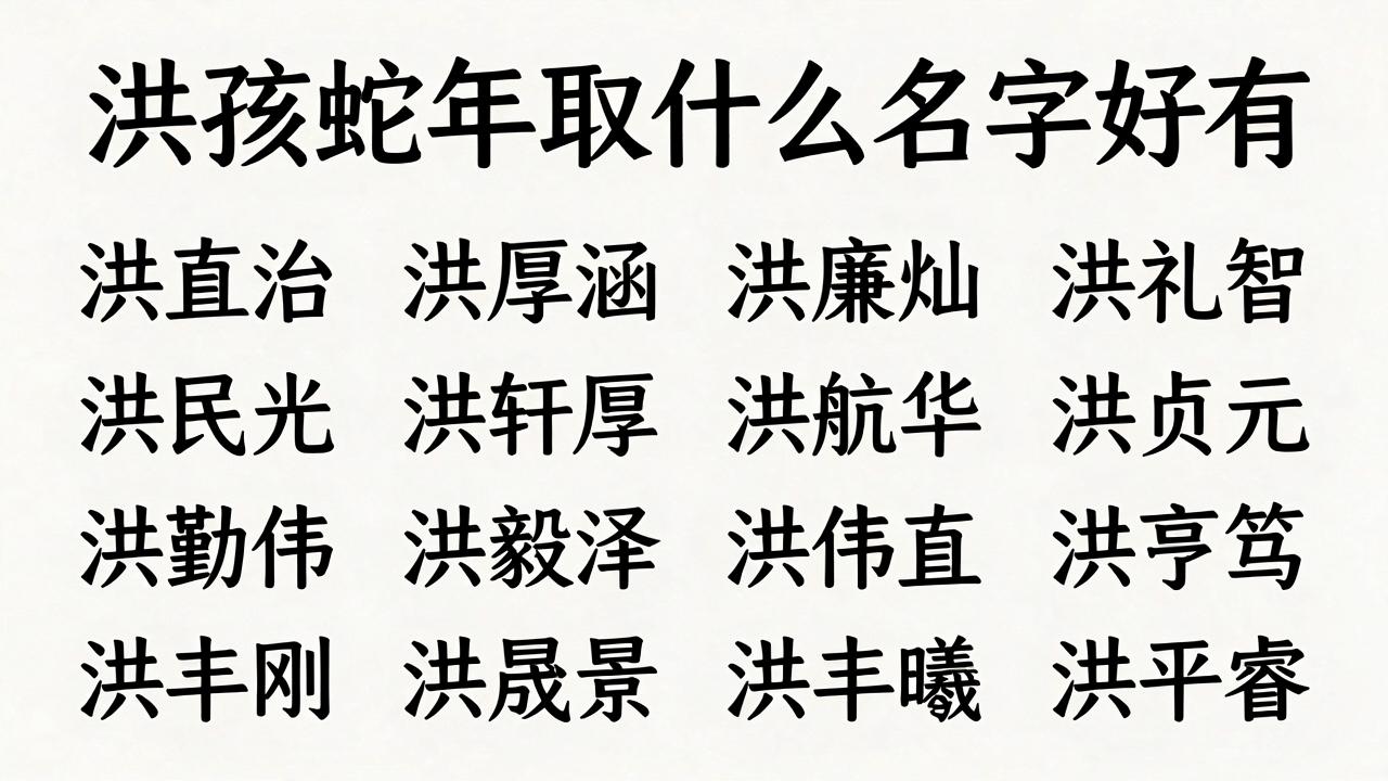 洪姓男孩蛇年取什么名字好