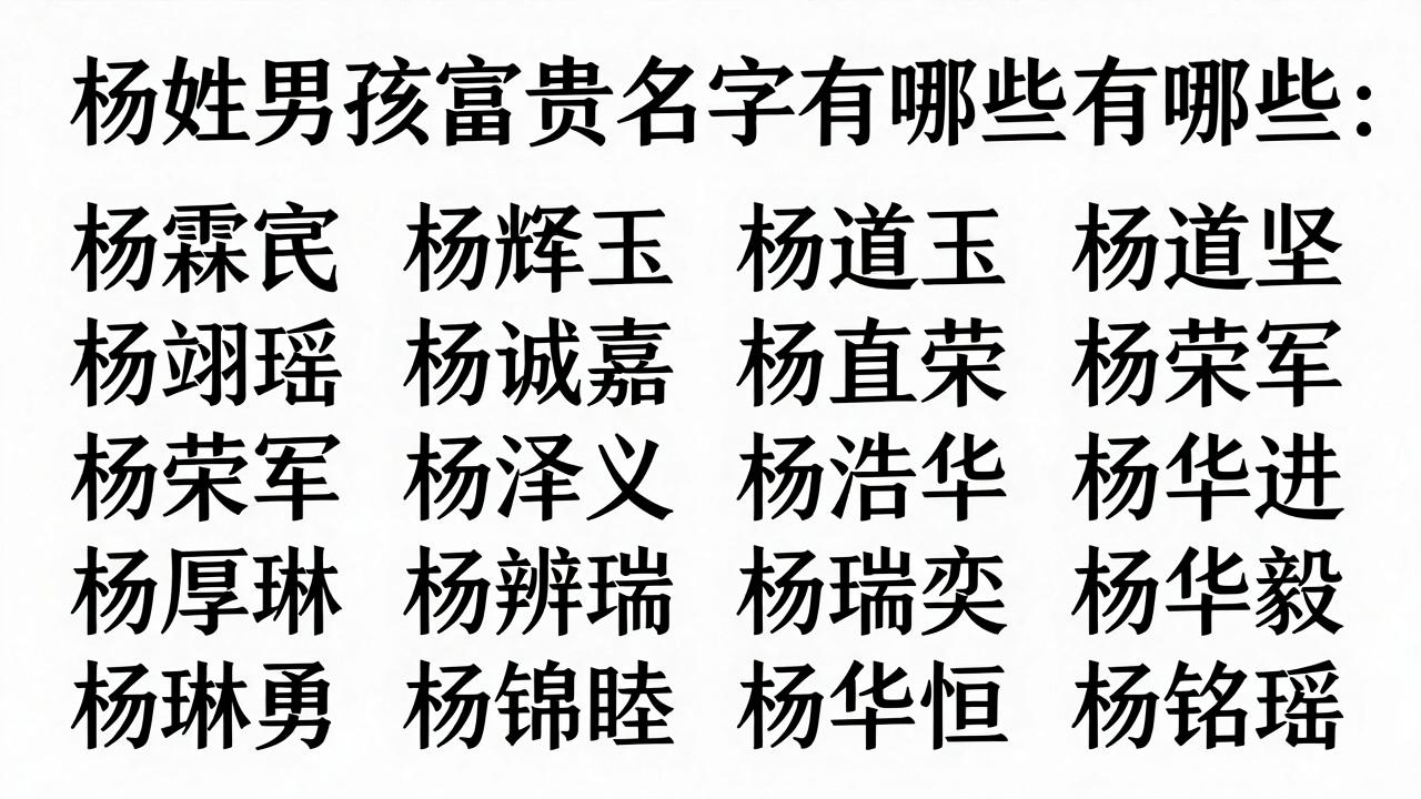 杨姓男孩富贵名字有哪些