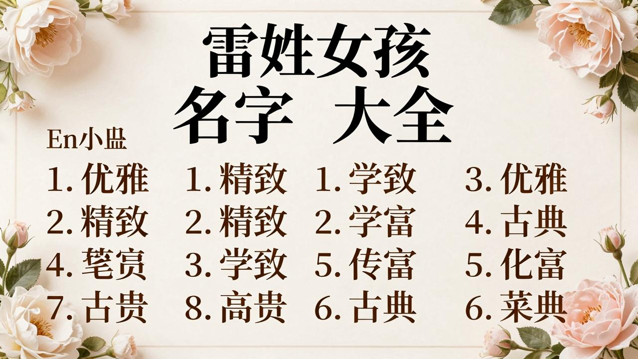 雷姓女孩名字大全有哪些 雷姓女孩名字大全有哪些
