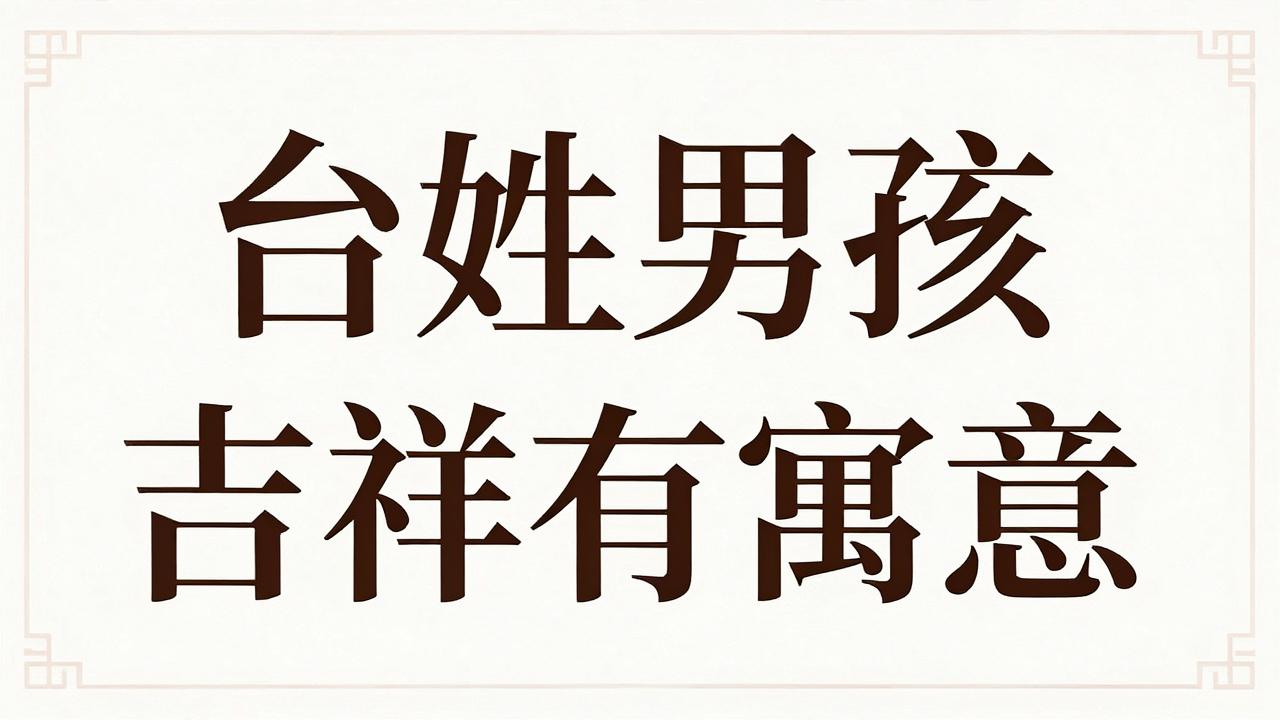 台姓男孩名字吉祥有寓意 台姓男孩名字吉祥有寓意