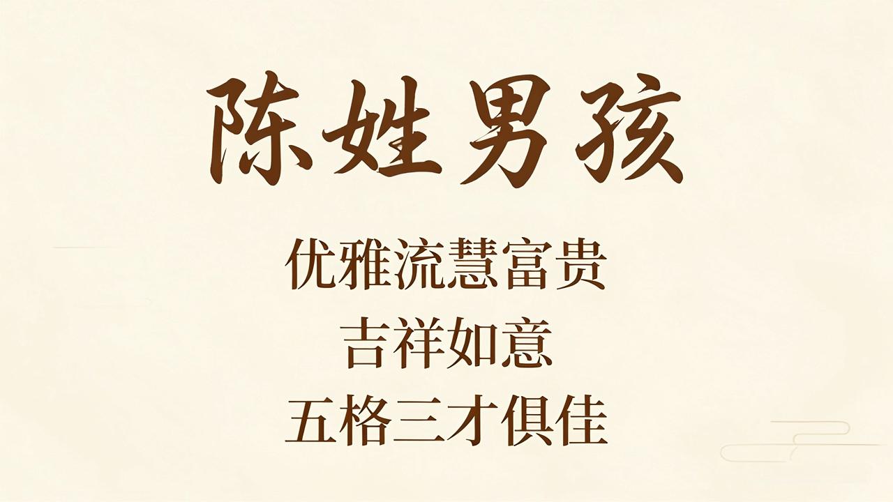 陈姓男孩名字高分又吉利